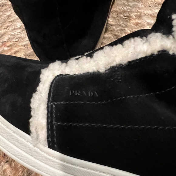 Prada Linea Rossa Shearling High Top Sneakers boots - Picture 11 of 13